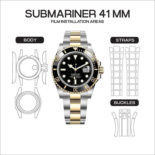 Alt view image 2 of 6 - Luxury Watch Protection Film for Rolex Submariner Date (41mm) - Anti-Scratch TPU Guard for Case & Oystersteel Bracelet - Invisible Self-Healing Finish (2-Pack) - Compatible with Ref. 126610