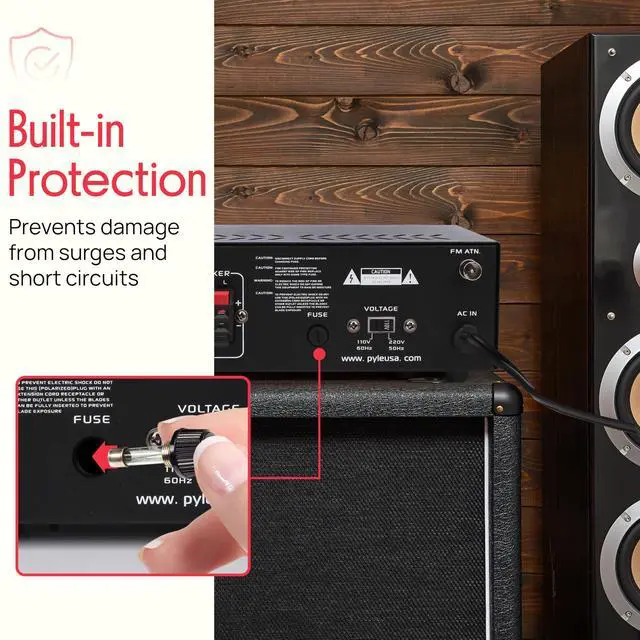 Alt view image 5 of 6 - Bluetooth Computer Speaker Amplifier - 2x120 Watt Home Stereo Power Amplifier Home Audio Receiver System W/Blue Led Display, USB/SD, AUX, RCA, Headphone Jack - Remote - PCAU46BA.5