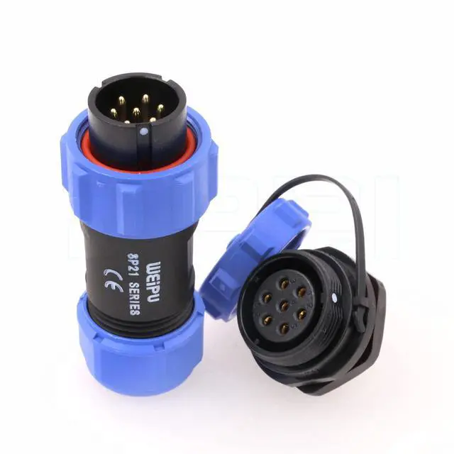 Alt view image 2 of 5 - Weipu Threaded Coupling SP21 7Pin Rear-nut Mount Waterproof Quick Connect Plastic Connector for LED Lights