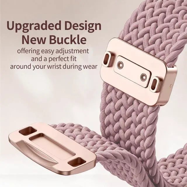 Alt view image 3 of 7 - Celtic Heart Knot Braided Band Compatible with Fitbit Versa 4/Versa 3/Sense 2/Sense Bands for Women Men, Elastic Nylon Sport Loop Adjustable Replacement Strap with Upgraded Metal Fastener