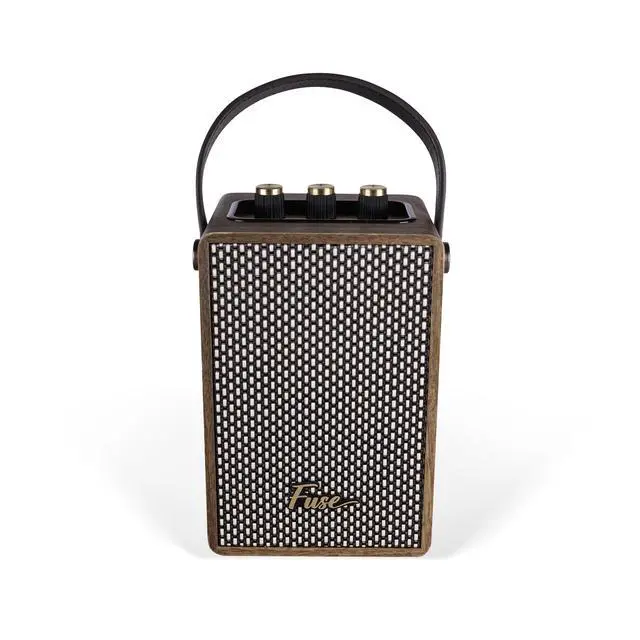 Alt view image 2 of 6 - Andle Vintage Retro Bluetooth Speaker with Vegan Leather Handle | Portable Speaker with Smartphone Connection | USB & AUX Input | Stylish Brown Wood Exterior