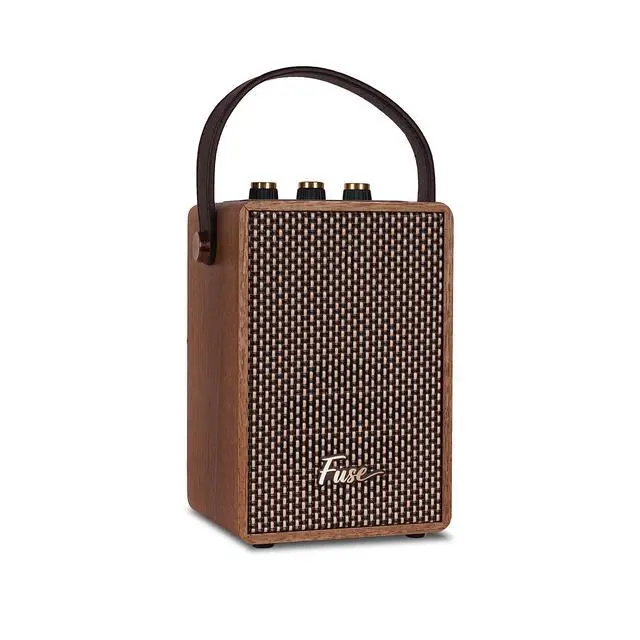 Alt view image 3 of 6 - Andle Vintage Retro Bluetooth Speaker with Vegan Leather Handle | Portable Speaker with Smartphone Connection | USB & AUX Input | Stylish Brown Wood Exterior