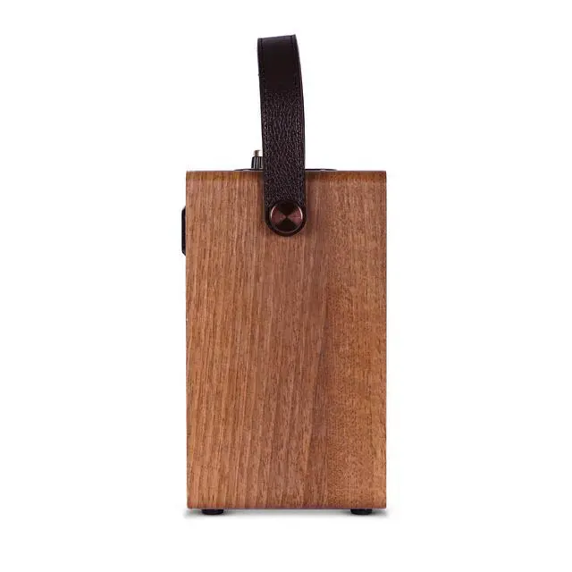 Alt view image 5 of 6 - Andle Vintage Retro Bluetooth Speaker with Vegan Leather Handle | Portable Speaker with Smartphone Connection | USB & AUX Input | Stylish Brown Wood Exterior