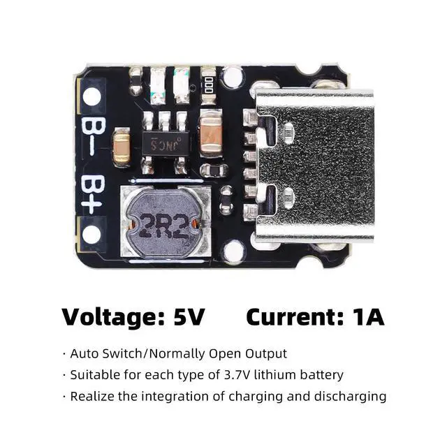 Alt view image 2 of 7 - 10Pcs USB Type C Charge Discharge Integrated Module 3.7V 4.2V for 18650 Lithium Battery with Charging Boost Power Supply Protection Module and and LED Charge Indicators 1A 5V