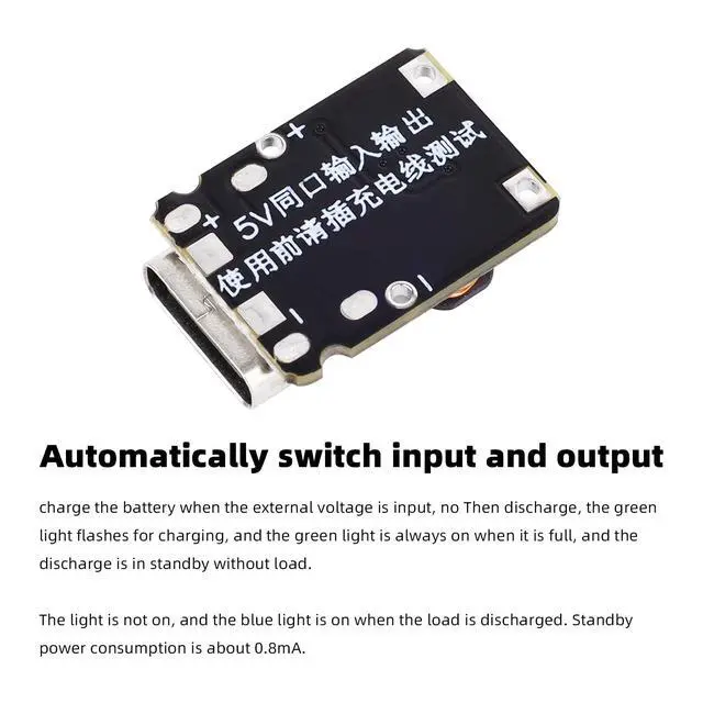 Alt view image 3 of 7 - 10Pcs USB Type C Charge Discharge Integrated Module 3.7V 4.2V for 18650 Lithium Battery with Charging Boost Power Supply Protection Module and and LED Charge Indicators 1A 5V