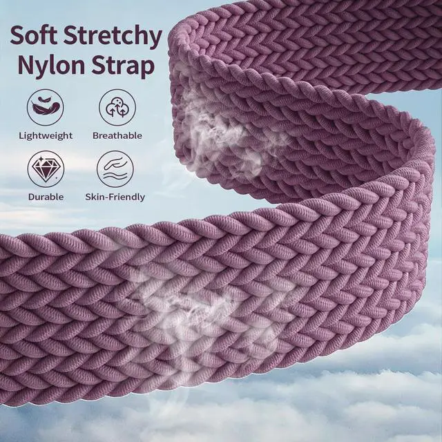 Alt view image 2 of 7 - Celtic Heart Knot Braided Band Compatible with Fitbit Versa 4/Versa 3/Sense 2/Sense Bands for Women Men, Elastic Nylon Sport Loop Adjustable Replacement Strap with Upgraded Metal Fastener