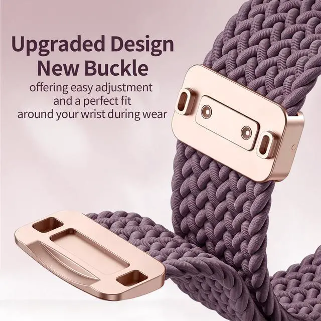 Alt view image 3 of 7 - Celtic Heart Knot Braided Band Compatible with Fitbit Versa 4/Versa 3/Sense 2/Sense Bands for Women Men, Elastic Nylon Sport Loop Adjustable Replacement Strap with Upgraded Metal Fastener