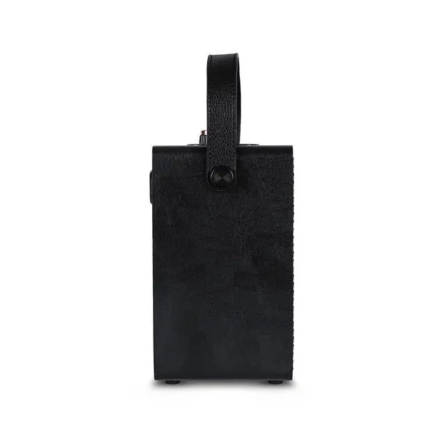 Alt view image 5 of 6 - Andle Vintage Retro Bluetooth Speaker with Vegan Leather Handle | Portable Speaker with Smartphone Connection | USB & AUX Input | Stylish Black Wood Exterior