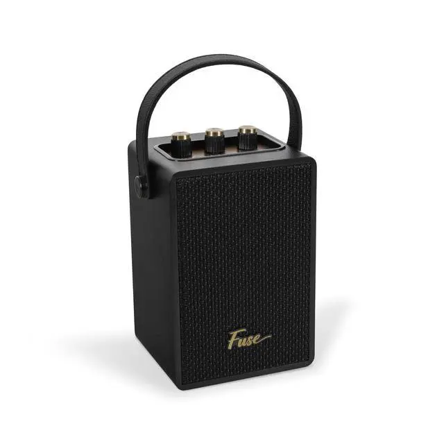 Main image of Andle Vintage Retro Bluetooth Speaker with Vegan Leather Handle | Portable Speaker with Smartphone Connection | USB & AUX Input | Stylish Black Wood Exterior