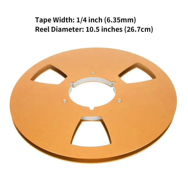 Alt view image 2 of 7 - 10 Inch 1/4 Inch Tape Reel Open Reel,3 Wind Resistance Holes Empty Tape Reel for Recording Aluminum Alloy Take Up Reel for Professional Sound Durability(gold)