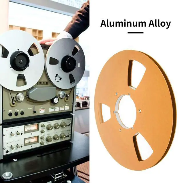 Alt view image 3 of 7 - 10 Inch 1/4 Inch Tape Reel Open Reel,3 Wind Resistance Holes Empty Tape Reel for Recording Aluminum Alloy Take Up Reel for Professional Sound Durability(gold)