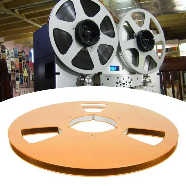 Alt view image 4 of 7 - 10 Inch 1/4 Inch Tape Reel Open Reel,3 Wind Resistance Holes Empty Tape Reel for Recording Aluminum Alloy Take Up Reel for Professional Sound Durability(gold)