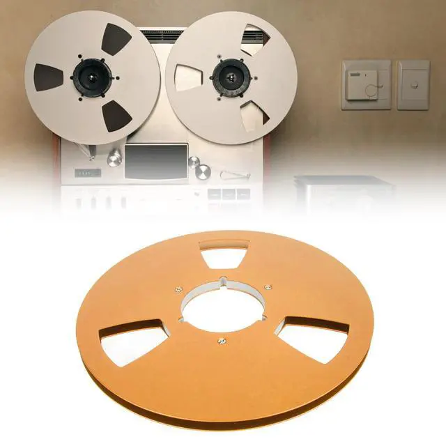 Alt view image 5 of 7 - 10 Inch 1/4 Inch Tape Reel Open Reel,3 Wind Resistance Holes Empty Tape Reel for Recording Aluminum Alloy Take Up Reel for Professional Sound Durability(gold)
