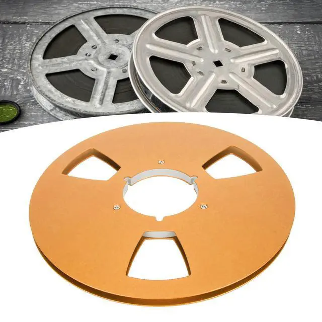 Alt view image 6 of 7 - 10 Inch 1/4 Inch Tape Reel Open Reel,3 Wind Resistance Holes Empty Tape Reel for Recording Aluminum Alloy Take Up Reel for Professional Sound Durability(gold)