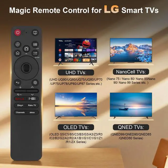 Alt view image 2 of 7 - Remote for LG Smart TV, Replacement Magic Voice and Pointer Remote Control for 2019 to 2025 LG WebOS TV,Compatible AN-MR25GA/MR24GA/MR23GA,AN-MR22GA/22GN/MR21GA,for UHD OLED QNED NanoCell 4K 8K(25GA)