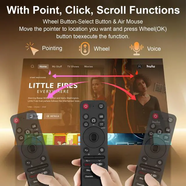 Alt view image 4 of 7 - Remote for LG Smart TV, Replacement Magic Voice and Pointer Remote Control for 2019 to 2025 LG WebOS TV,Compatible AN-MR25GA/MR24GA/MR23GA,AN-MR22GA/22GN/MR21GA,for UHD OLED QNED NanoCell 4K 8K(25GA)