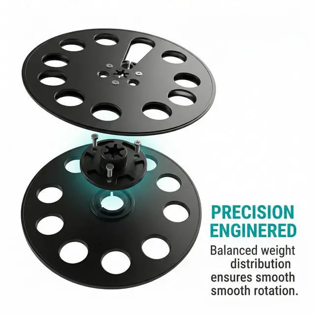 Alt view image 5 of 7 - 7 Inch Empty Takeup Reel, 1/4 Inch Reel-to-Reel Tape Reel, Black | Durable lightweight construction for tape winding and storage, compatible with most open reel recording systems