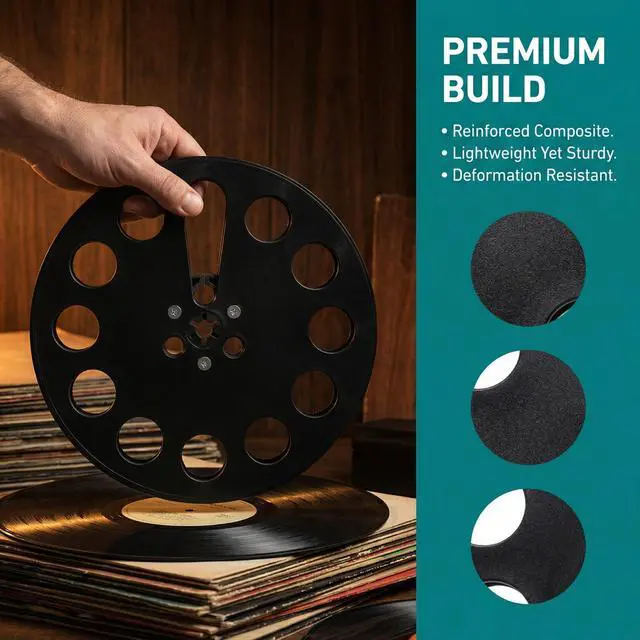 Alt view image 4 of 7 - 7 Inch Empty Takeup Reel, 1/4 Inch Reel-to-Reel Tape Reel, Black | Durable lightweight construction for tape winding and storage, compatible with most open reel recording systems