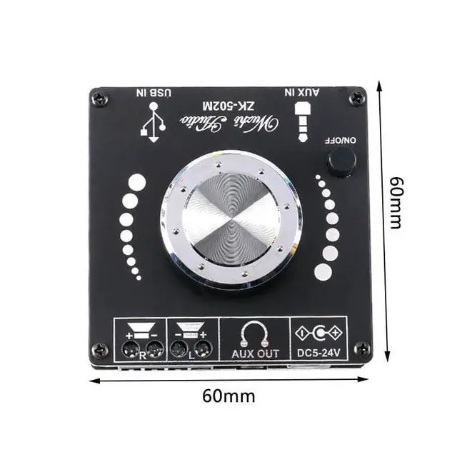 Alt view image 5 of 5 - ZK-502M 50W+50W Bluetooth-Compatible Amplifier Mini 2.0 Stereo Dual Channel AMP Power Output DC 12V AUX USB Input 502M
