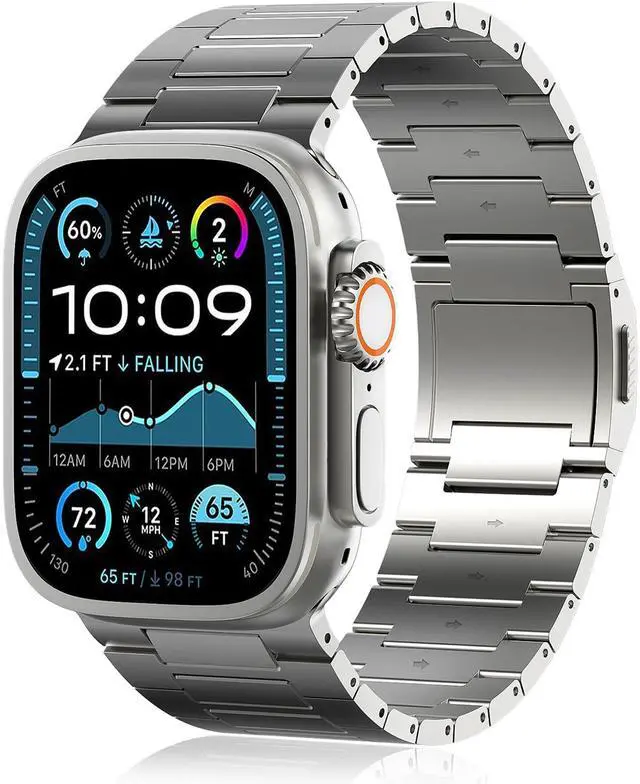 Main image of Titanium Watch Band,Titanium Watch Strap with DLC Scratch Resistant,Fits Series 10 iWatch Wristband for 45 46 49mm of ULTRA 3 & Ultra 2/1,With Premium secure Titanium Watch clasp