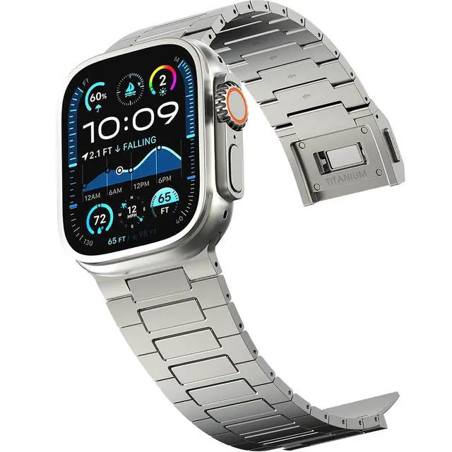 Alt view image 3 of 7 - Titanium Watch Band,Titanium Watch Strap with DLC Scratch Resistant,Fits Series 10 iWatch Wristband for 45 46 49mm of ULTRA 3 & Ultra 2/1,With Premium secure Titanium Watch clasp