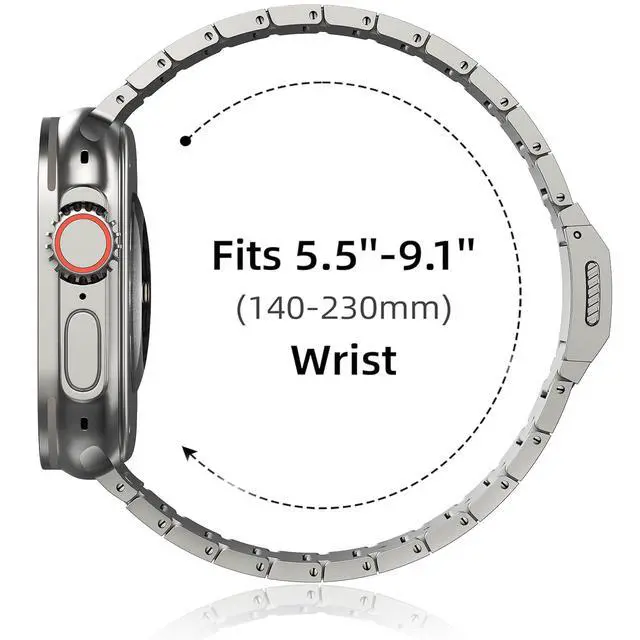 Alt view image 4 of 7 - Titanium Watch Band,Titanium Watch Strap with DLC Scratch Resistant,Fits Series 10 iWatch Wristband for 45 46 49mm of ULTRA 3 & Ultra 2/1,With Premium secure Titanium Watch clasp
