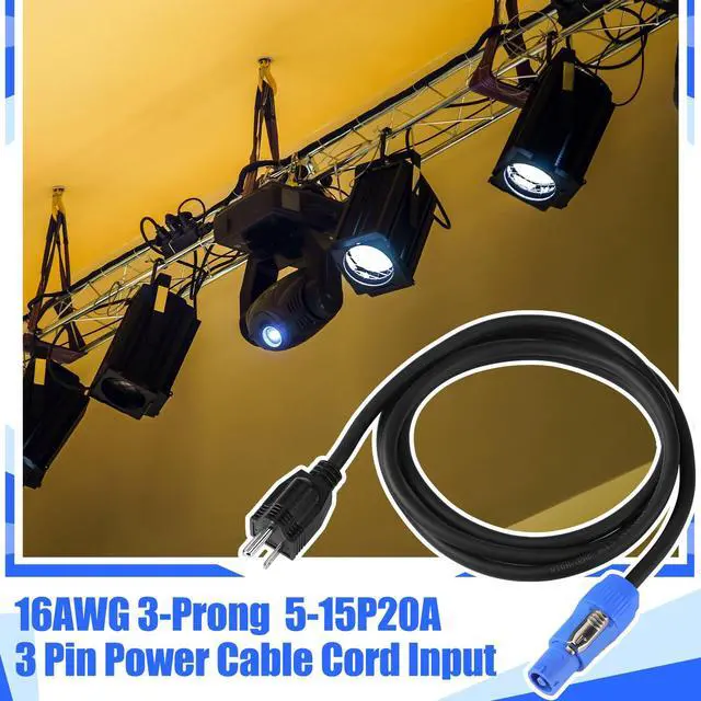 Alt view image 6 of 6 - 6ft Power Cable Cord Compatible with Nema 5-15p to Male Connector, 16 Awg Wire, 20a 3 Pin Ac, Power Extension Cable for LED Screen Beam Moving Head Light Stage Audio Video Equipment More-3ft