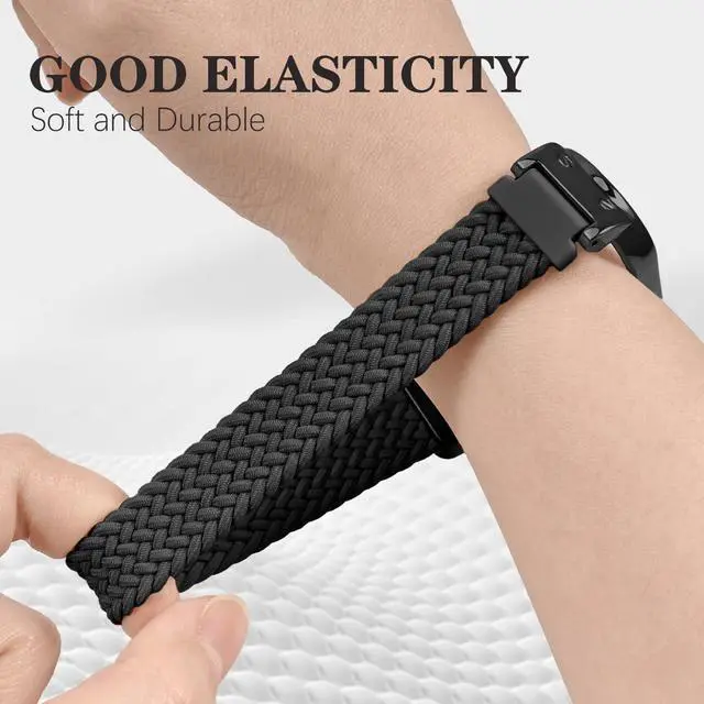 Alt view image 4 of 7 - Wristband Compatible with Plaud NotePin S/NotePin AI Voice Recorder,Metal Protective Case Soft Stretchy Breathable Nylon Magnetic Clasp Strap for Plaud NotePin Voice Recorder Accessory