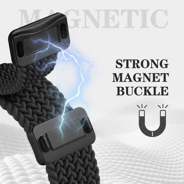 Alt view image 3 of 7 - Wristband Compatible with Plaud NotePin S/NotePin AI Voice Recorder,Metal Protective Case Soft Stretchy Breathable Nylon Magnetic Clasp Strap for Plaud NotePin Voice Recorder Accessory