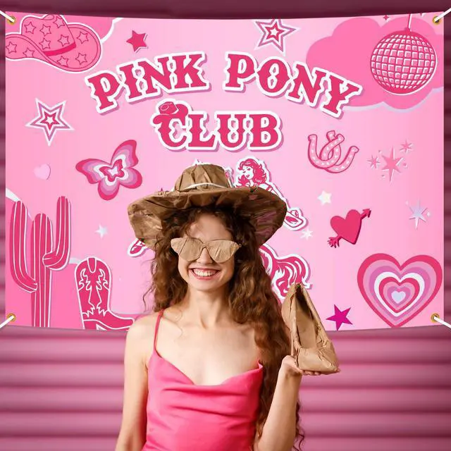 Alt view image 5 of 6 - Pink Pony Club Backdrop - Last Rodeo Bachelorette Party Decor, Pink Pony Club Banner, Vintage Cowgirl Birthday Bridal Shower Party Decorations 7x5ft