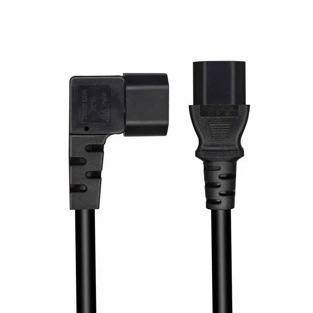 Alt view image 3 of 7 - 1M 90°Right Angle IEC C14 to C13 PDU Server Power Cord | PVC sheath, tidy wiring, fit narrow rack, for UPS monitor printer