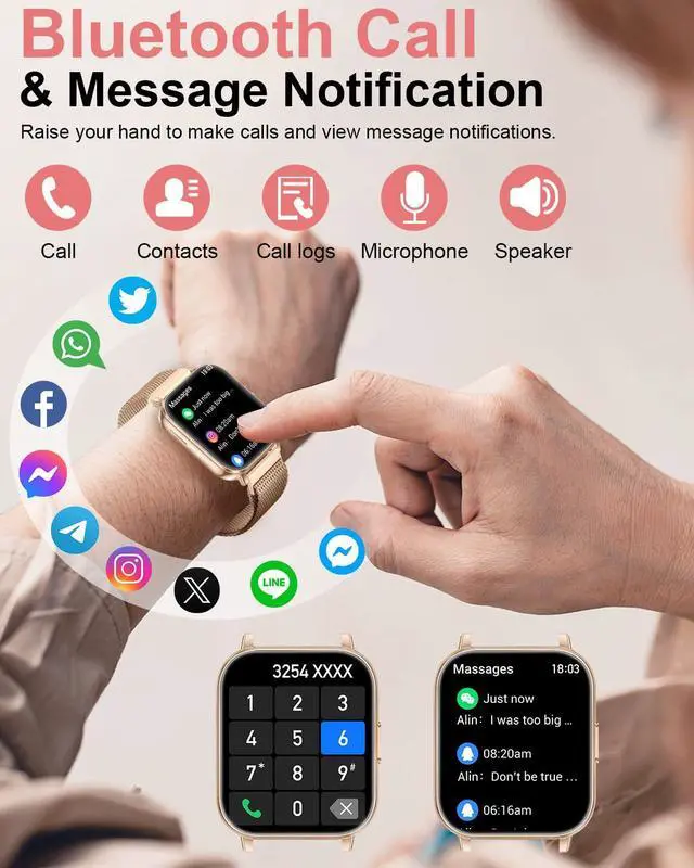 Alt view image 3 of 7 - Smart Watch for Women (Answer/Make Call),1.85" Touchscreen Smartwatch with 120+ Sports Modes Sleep & Heart Rate Monitor Pedometer, Activity Fitness Watch for Android iPhone, 30 Days+ Battery Life