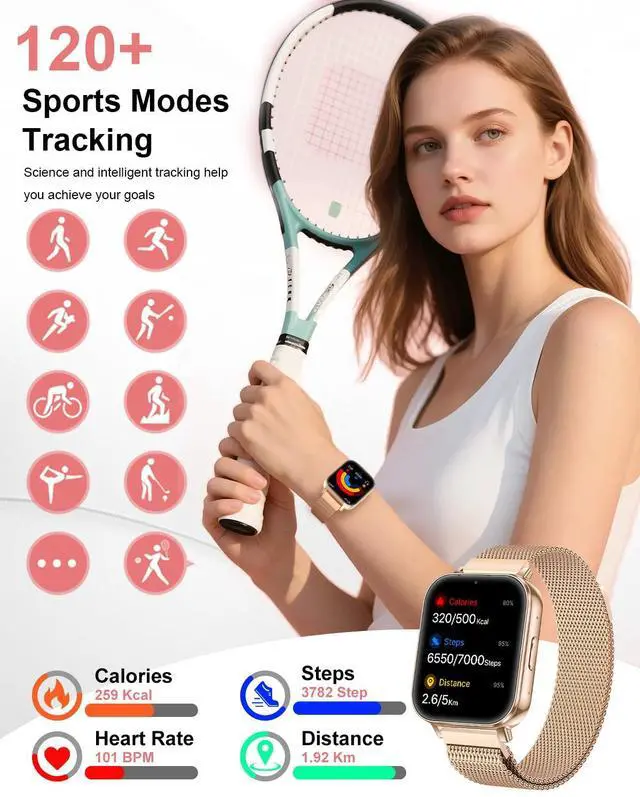 Alt view image 4 of 7 - Smart Watch for Women (Answer/Make Call),1.85" Touchscreen Smartwatch with 120+ Sports Modes Sleep & Heart Rate Monitor Pedometer, Activity Fitness Watch for Android iPhone, 30 Days+ Battery Life