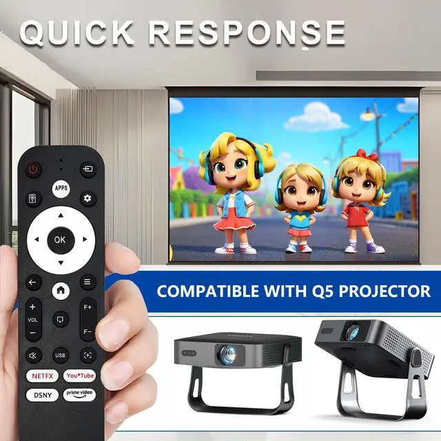 Alt view image 2 of 6 - Replacement Remote Control for VOPLLS Q5,VISSPL H86,Futuzen P30 Projectors