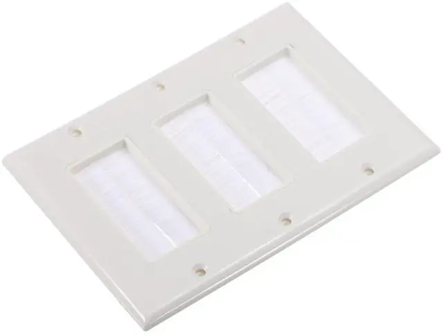 Main image of Brush Wall Plate Decoration Wall Panel Cable Pass Through Three Gang 163mmx114mm White for Low-Voltage Cables