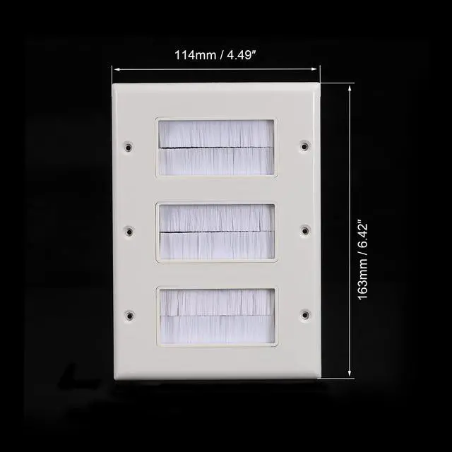 Alt view image 2 of 4 - Brush Wall Plate Decoration Wall Panel Cable Pass Through Three Gang 163mmx114mm White for Low-Voltage Cables