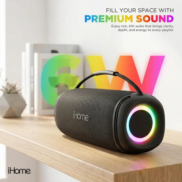 Alt view image 2 of 6 - Quest Max Portable Wireless Bluetooth Speaker with Carry Strap | Bluetooth 5.3, TWS Pairing, Water-Resistant, RGB Color-Changing Lights, Rechargeable Battery, USB-C Charging, True Stereo
