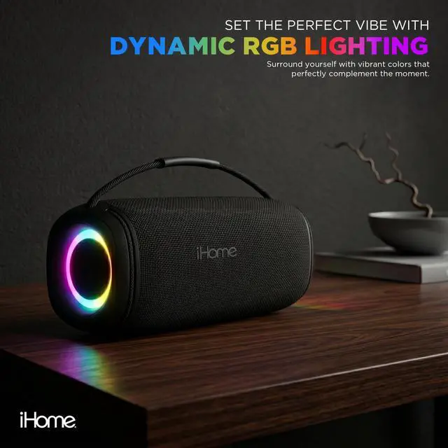 Alt view image 6 of 6 - Quest Max Portable Wireless Bluetooth Speaker with Carry Strap | Bluetooth 5.3, TWS Pairing, Water-Resistant, RGB Color-Changing Lights, Rechargeable Battery, USB-C Charging, True Stereo