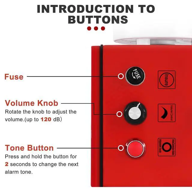 Alt view image 2 of 6 - Industrial Siren Alarm 0-120dB, IP66 Waterproof Outdoor Strobe Warning Light with Tone, Volume Adjustable, for Office, Home, Warehouse, Intruders, Emergency, Tornado, Animal Deterrent 110V