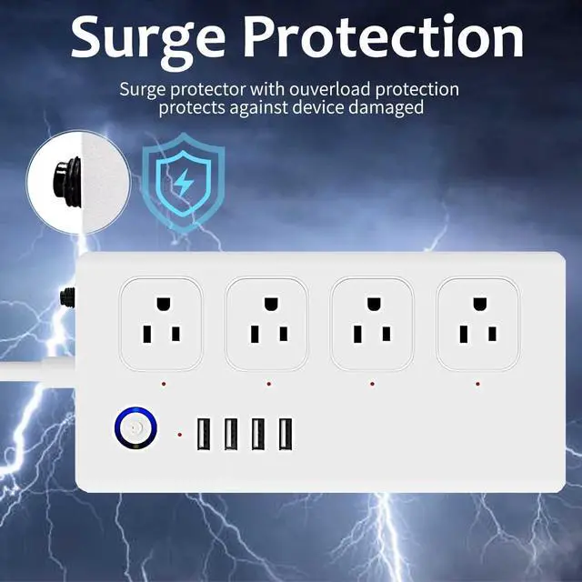Alt view image 4 of 7 - ZigBee Smart Power Strip Surge Protector,Smart Fast Charge, 4 Individually Controlled Outlets, Compatible with Alexa Google Home Phiilps HUE