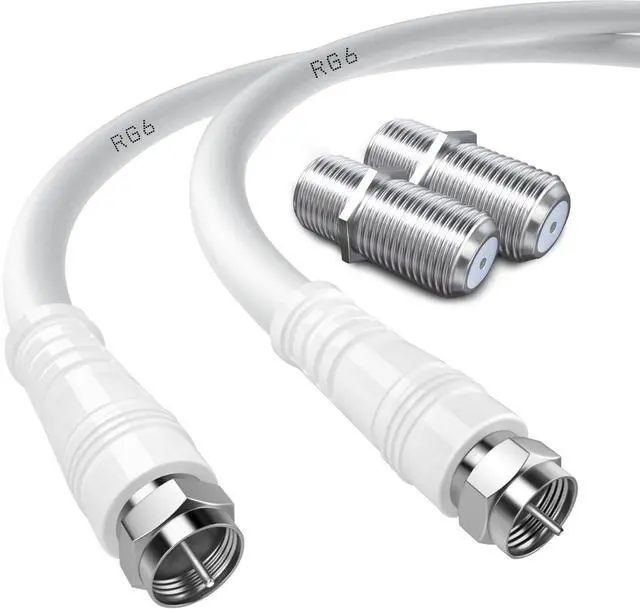 Main image of RG6 F Type TV Aerial Cable, F Male to F Male High-Speed RG6 Coaxial Cable F Type Female Gender Changers Connector 75 Ohm, for Cable Box, TV, Satellite, Digital Router 49.2FT(15M), White