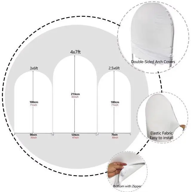 Alt view image 4 of 6 - White Ripples Arch Stretchy Fabric Covers for Parties Double-Sided Arched Stand Wall Backdrop Covers Baby Bridal Shower Birthday Wedding Tablecloth Decorations