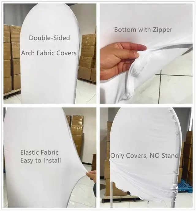 Alt view image 5 of 6 - White Ripples Arch Stretchy Fabric Covers for Parties Double-Sided Arched Stand Wall Backdrop Covers Baby Bridal Shower Birthday Wedding Tablecloth Decorations