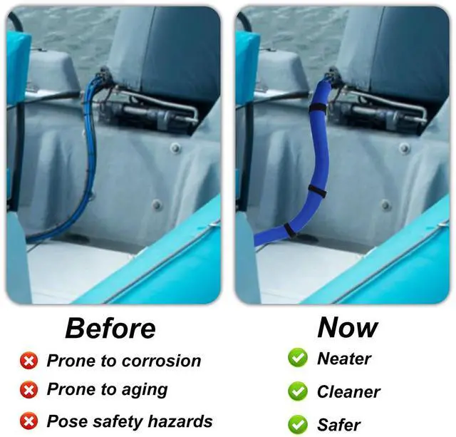 Alt view image 5 of 7 - Trolling Motor Cable Sleeve, 48in/120cm Trolling Motor Sleeve Weatherproof Wire Protection & Management for Outboard Boats (Blue)