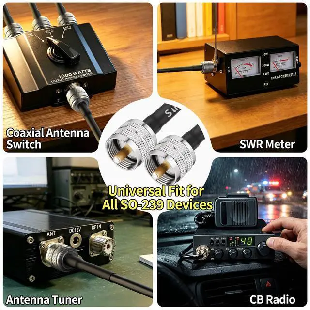 Alt view image 3 of 7 - RG8x CB Coax Cable 1ft 3-Pack UHF PL259 Male CB Antenna Cable | Low Loss 50 Ohm pl259 jumper for CB HAM Radio, HF VHF Radio, Antenna Analyzer, SWR Meter