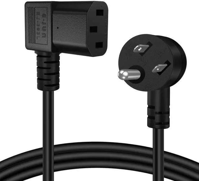 Main image of TNP Right Angle Computer Power Cord, NEMA 5-15P to C13, 10 Ft, Black | 90 Degree Iec C13 Power Cable with 18 Awg Wire for Pcs, Monitors, Tvs and Printers; Molded Strain Relief