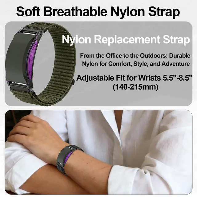 Alt view image 6 of 7 - 2 Pack Nylon Band Compatible with Shock Clock 3 Bands, Stretch Elastics Nylon Hook Loop Replacement Strap Accessories for Men & Women for Pavlok Shock Clock 3