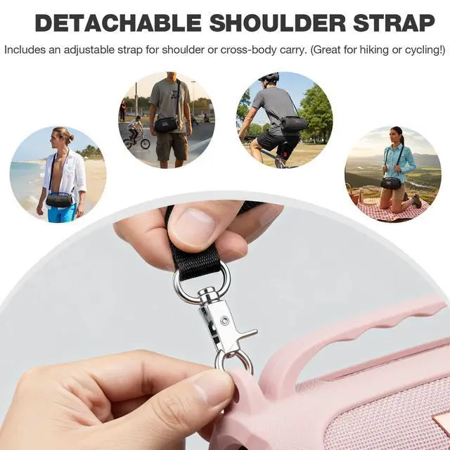 Alt view image 3 of 7 - Silicone Case Compatible with JBL Charge 5 Portable Waterproof Bluetooth Speaker (Pink)