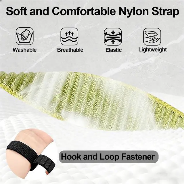 Alt view image 3 of 7 - 2 Pack Nylon Band Compatible with Shock Clock 3 Bands, Stretch Elastics Nylon Hook Loop Replacement Strap Accessories for Men & Women for Pavlok Shock Clock 3