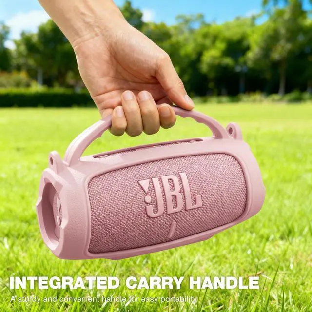 Alt view image 5 of 7 - Silicone Case Compatible with JBL Charge 5 Portable Waterproof Bluetooth Speaker (Pink)
